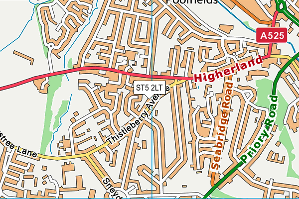 ST5 2LT map - OS VectorMap District (Ordnance Survey)