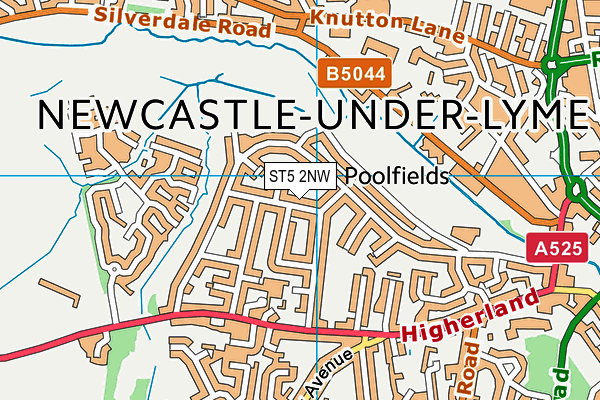 ST5 2NW map - OS VectorMap District (Ordnance Survey)