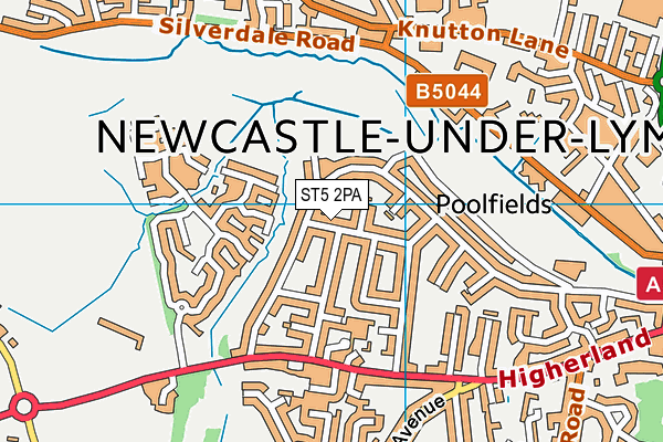 ST5 2PA map - OS VectorMap District (Ordnance Survey)