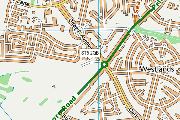 ST5 2QB map - OS VectorMap District (Ordnance Survey)