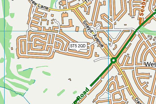 ST5 2QD map - OS VectorMap District (Ordnance Survey)