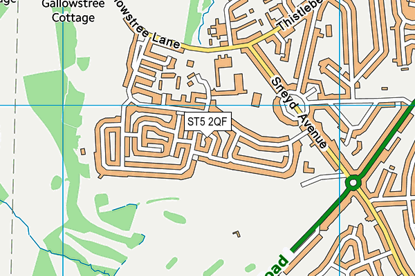 ST5 2QF map - OS VectorMap District (Ordnance Survey)