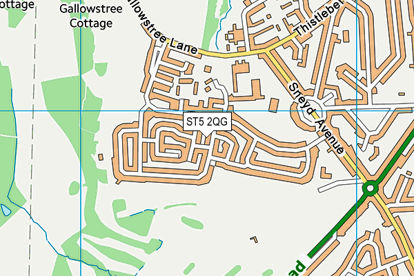 ST5 2QG map - OS VectorMap District (Ordnance Survey)