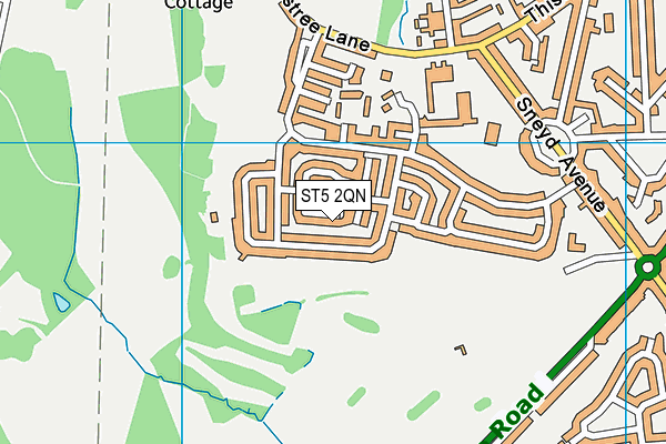 ST5 2QN map - OS VectorMap District (Ordnance Survey)