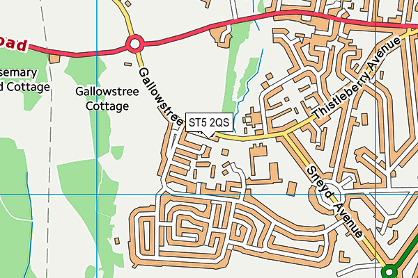 Newcastle Academy map (ST5 2QS) - OS VectorMap District (Ordnance Survey)