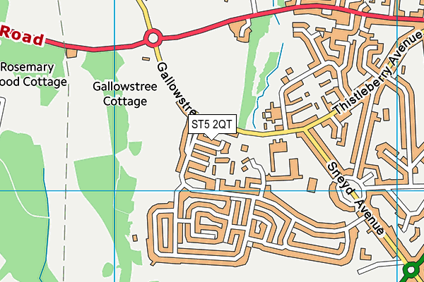 ST5 2QT map - OS VectorMap District (Ordnance Survey)