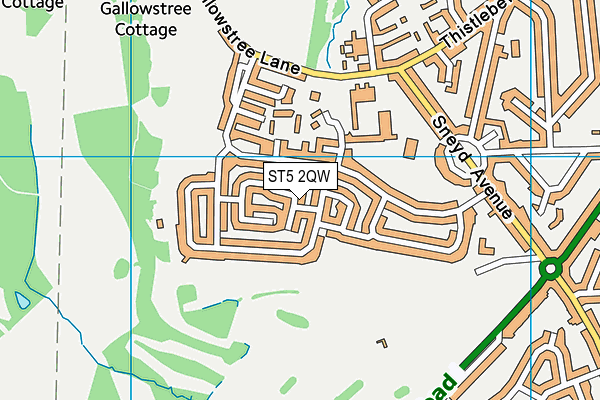 ST5 2QW map - OS VectorMap District (Ordnance Survey)