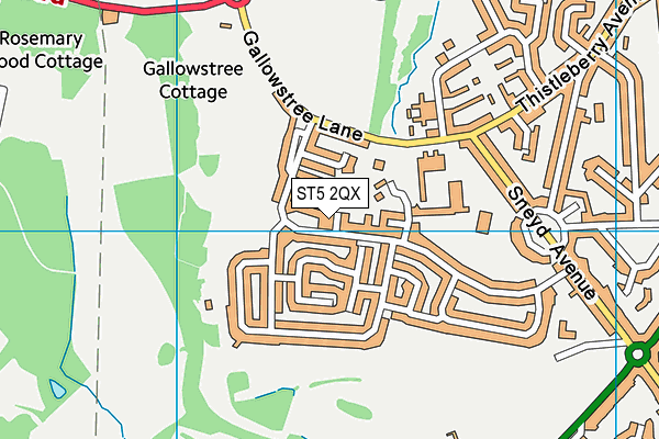 ST5 2QX map - OS VectorMap District (Ordnance Survey)