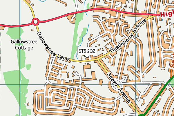 ST5 2QZ map - OS VectorMap District (Ordnance Survey)