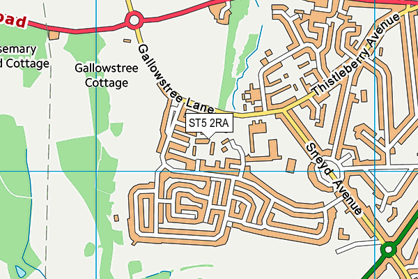 ST5 2RA map - OS VectorMap District (Ordnance Survey)