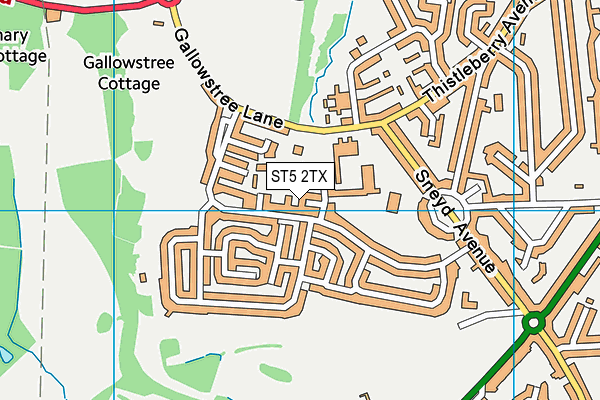 ST5 2TX map - OS VectorMap District (Ordnance Survey)