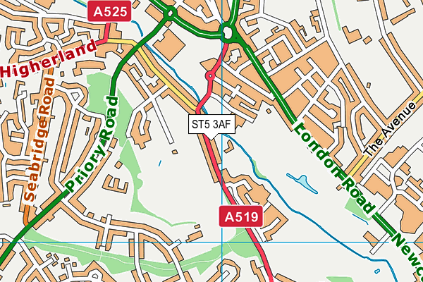 ST5 3AF map - OS VectorMap District (Ordnance Survey)