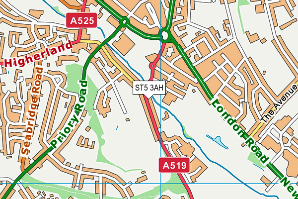 ST5 3AH map - OS VectorMap District (Ordnance Survey)