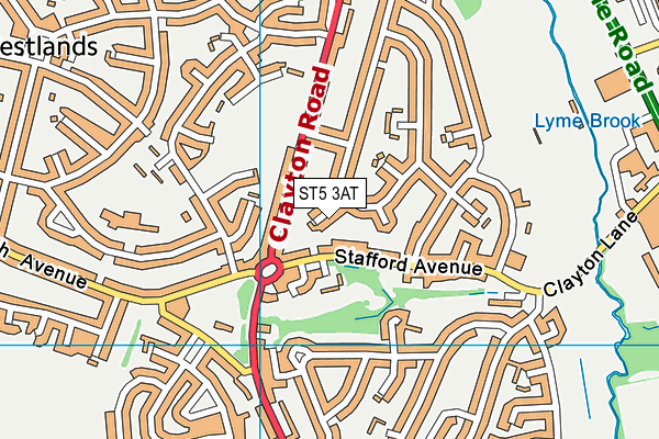 ST5 3AT map - OS VectorMap District (Ordnance Survey)