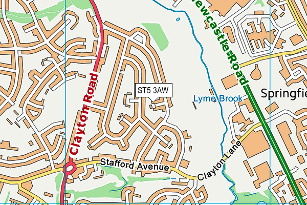 ST5 3AW map - OS VectorMap District (Ordnance Survey)