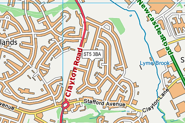 ST5 3BA map - OS VectorMap District (Ordnance Survey)