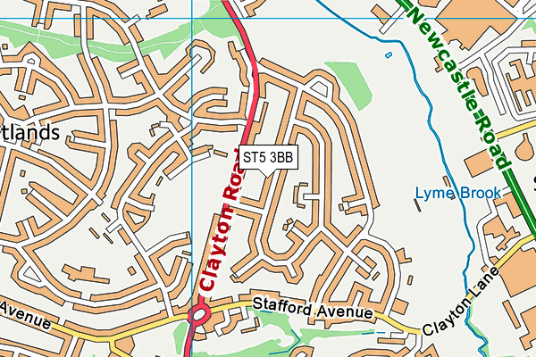 ST5 3BB map - OS VectorMap District (Ordnance Survey)