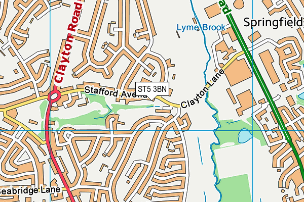 ST5 3BN map - OS VectorMap District (Ordnance Survey)
