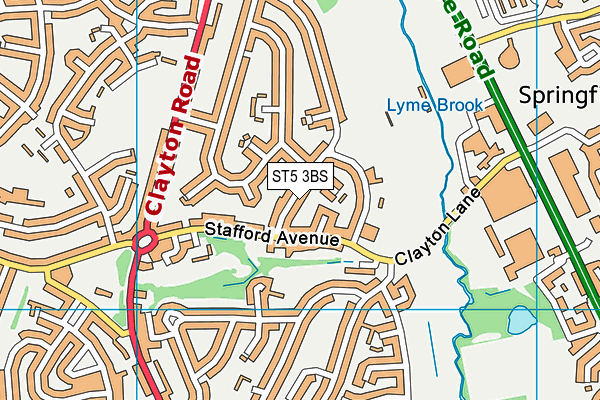 ST5 3BS map - OS VectorMap District (Ordnance Survey)