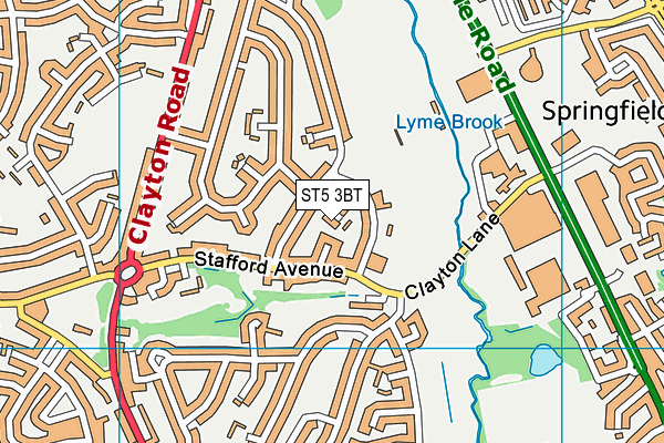 ST5 3BT map - OS VectorMap District (Ordnance Survey)