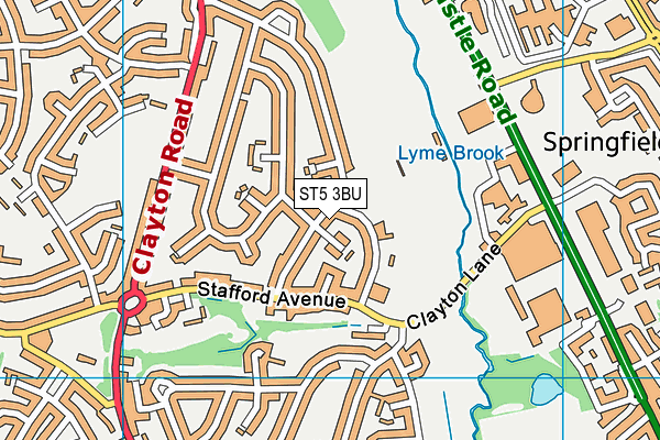 ST5 3BU map - OS VectorMap District (Ordnance Survey)