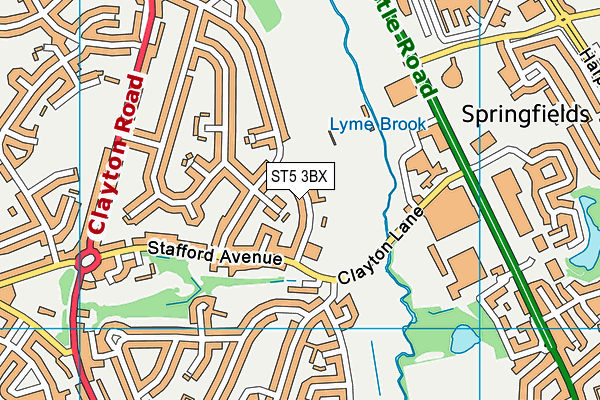 Newcastle (Staffs) Rufc map (ST5 3BX) - OS VectorMap District (Ordnance Survey)