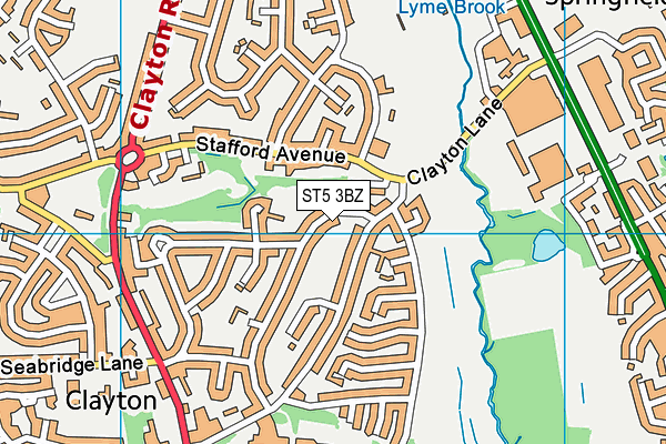 ST5 3BZ map - OS VectorMap District (Ordnance Survey)