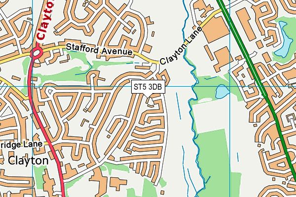 ST5 3DB map - OS VectorMap District (Ordnance Survey)