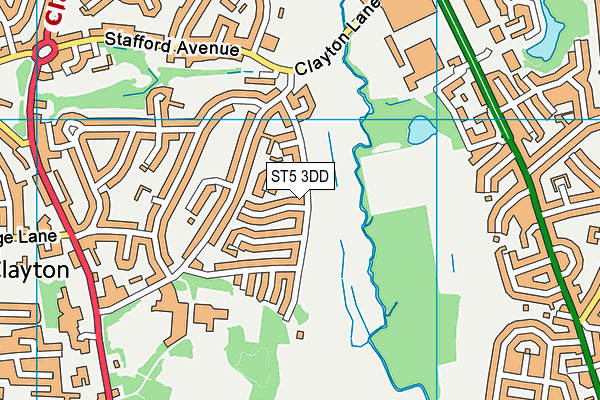 ST5 3DD map - OS VectorMap District (Ordnance Survey)