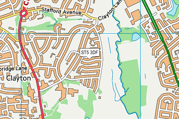 ST5 3DF map - OS VectorMap District (Ordnance Survey)