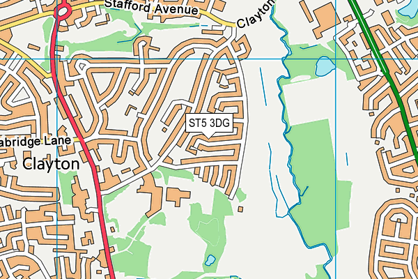 ST5 3DG map - OS VectorMap District (Ordnance Survey)
