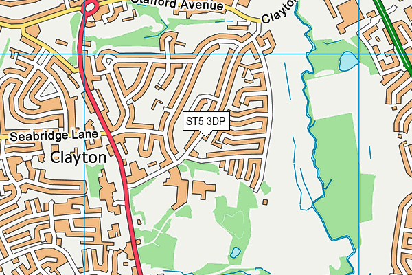 ST5 3DP map - OS VectorMap District (Ordnance Survey)