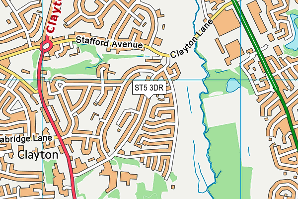 ST5 3DR map - OS VectorMap District (Ordnance Survey)