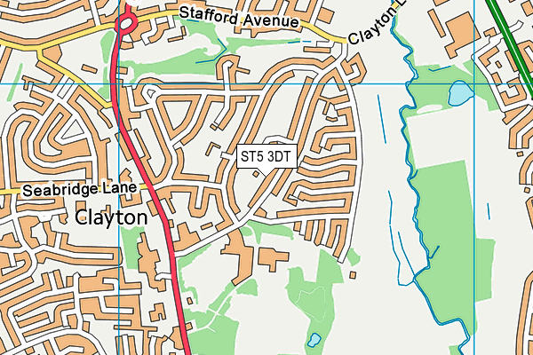 ST5 3DT map - OS VectorMap District (Ordnance Survey)