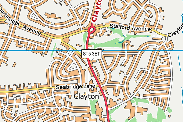 ST5 3ET map - OS VectorMap District (Ordnance Survey)