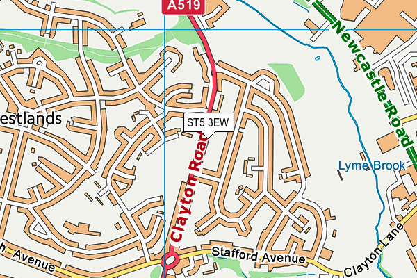 ST5 3EW map - OS VectorMap District (Ordnance Survey)