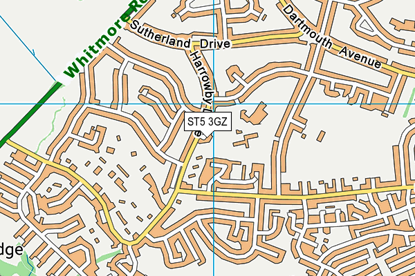 ST5 3GZ map - OS VectorMap District (Ordnance Survey)