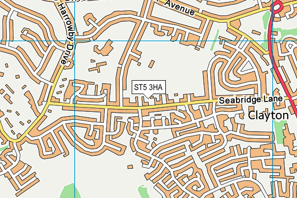 ST5 3HA map - OS VectorMap District (Ordnance Survey)