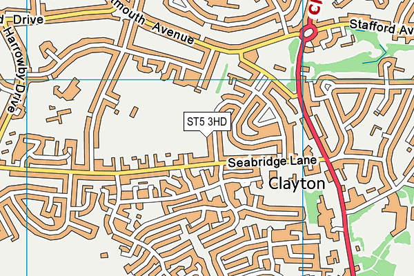 ST5 3HD map - OS VectorMap District (Ordnance Survey)