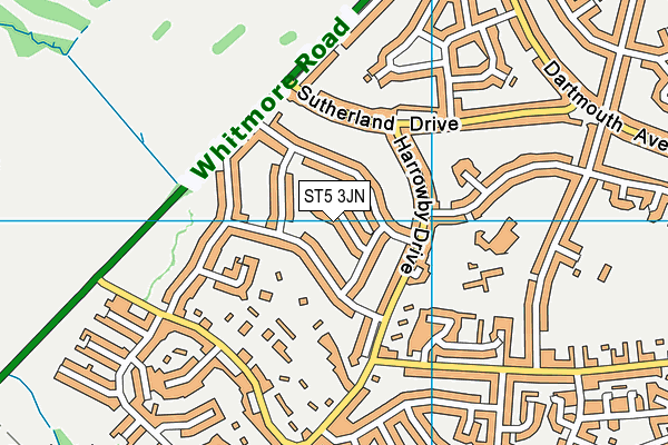 ST5 3JN map - OS VectorMap District (Ordnance Survey)