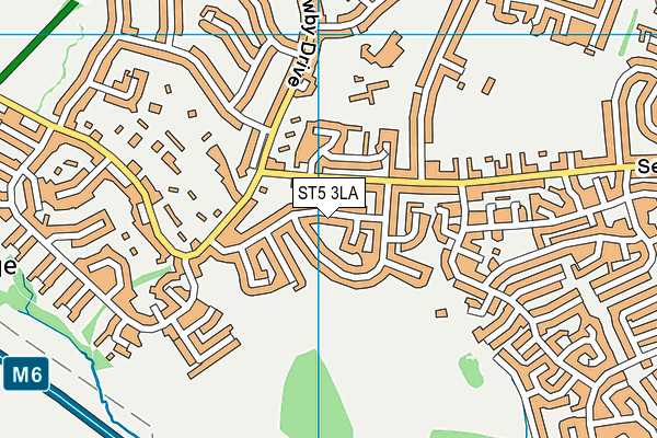 ST5 3LA map - OS VectorMap District (Ordnance Survey)