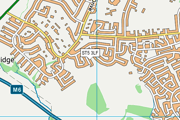 ST5 3LF map - OS VectorMap District (Ordnance Survey)