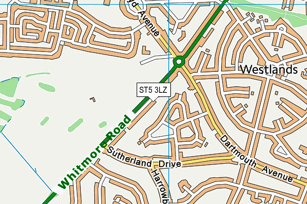 ST5 3LZ map - OS VectorMap District (Ordnance Survey)