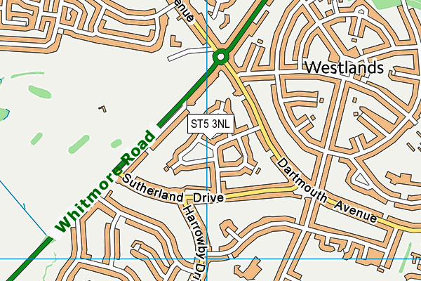 ST5 3NL map - OS VectorMap District (Ordnance Survey)