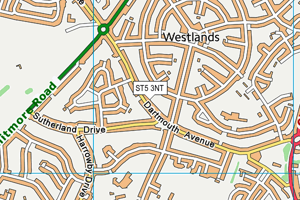 ST5 3NT map - OS VectorMap District (Ordnance Survey)