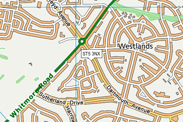 ST5 3NX map - OS VectorMap District (Ordnance Survey)