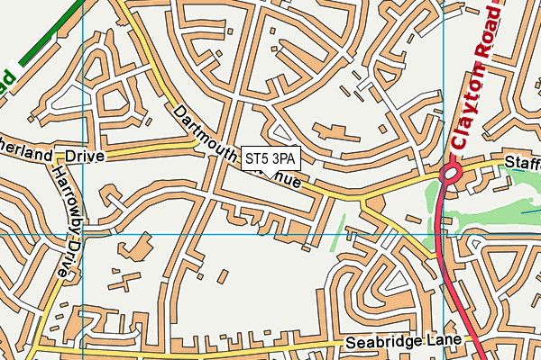 ST5 3PA map - OS VectorMap District (Ordnance Survey)