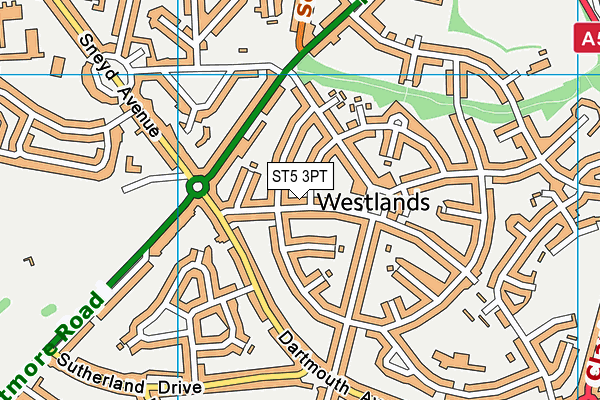 ST5 3PT map - OS VectorMap District (Ordnance Survey)