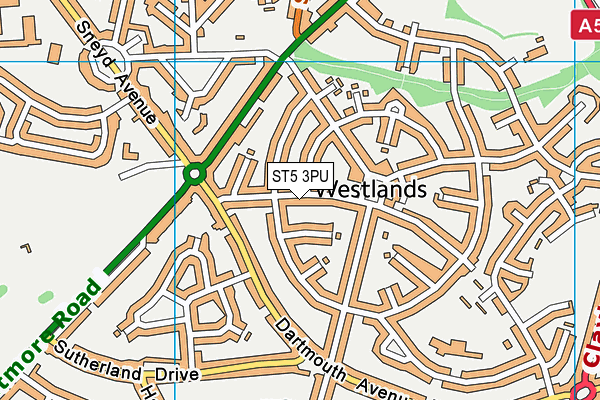 ST5 3PU map - OS VectorMap District (Ordnance Survey)