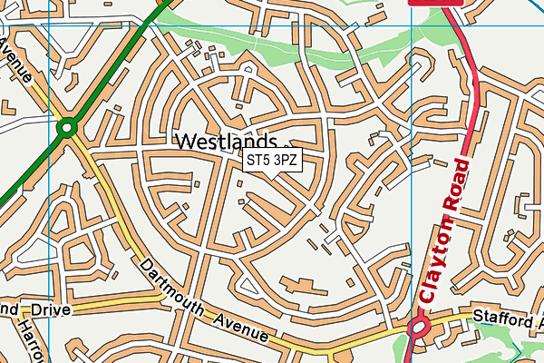 ST5 3PZ map - OS VectorMap District (Ordnance Survey)